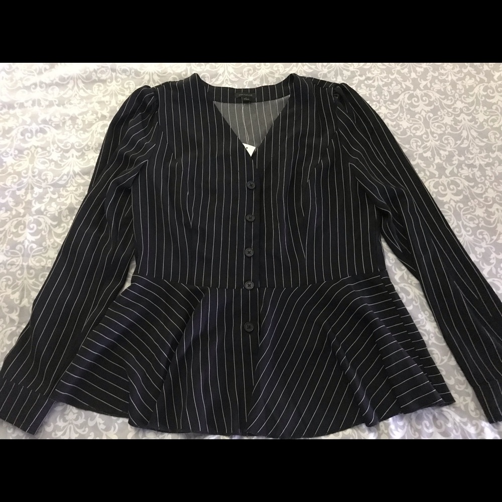 Ann Taylor Striped v-neck Blouse